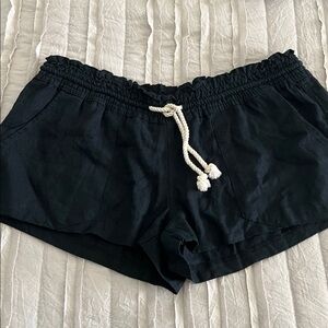 Roxy Black Shorts with Cream Drawstring
